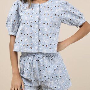 Blue short-sleeve set